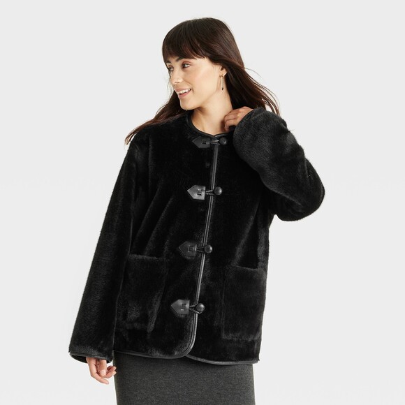 NWT Women's Faux Fur Jacket - Universal Thread For Target Black XS - Picture 1 of 10